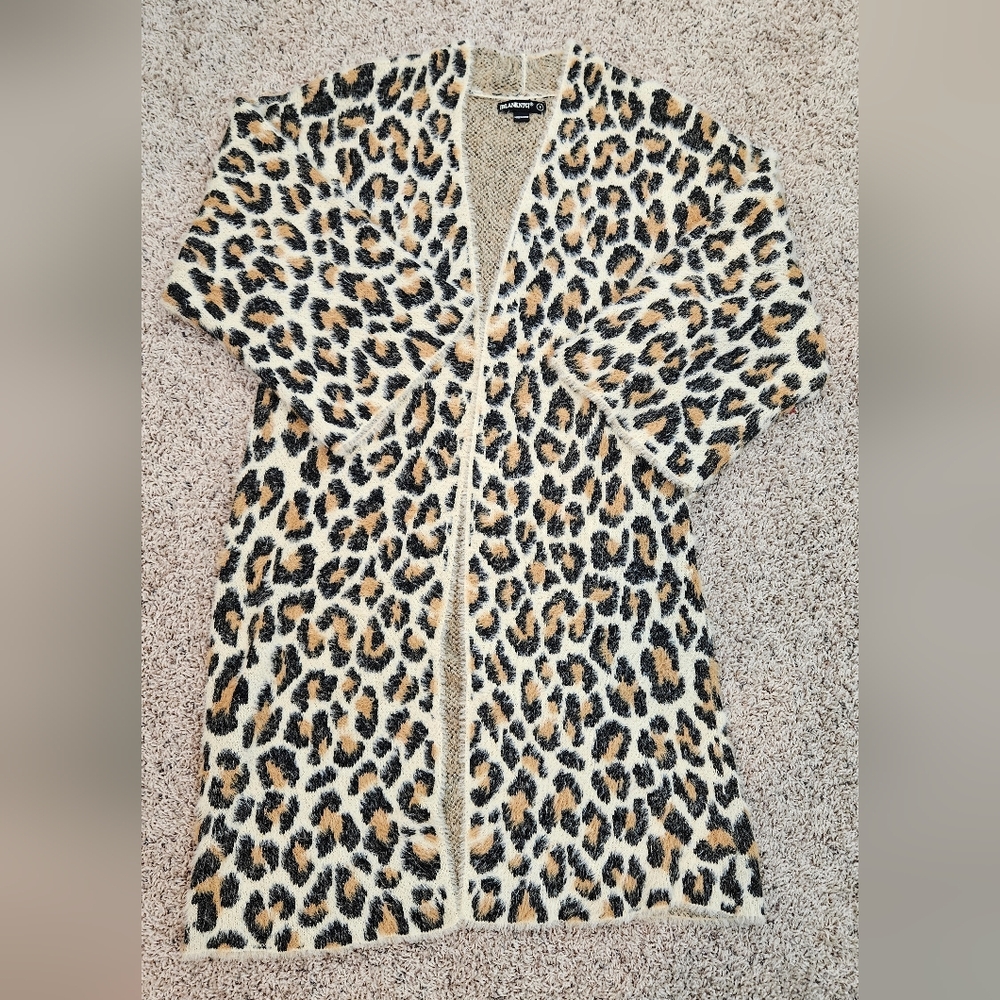 Blank NYC Leopard Print Fuzzy Cardigan